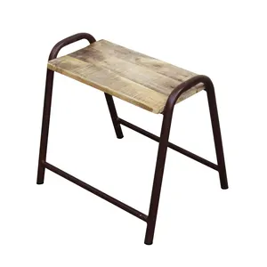 Rustic industrial metal wood stackable stool children's vintage metal legged stackable stools bedside nightstand ottoman stools