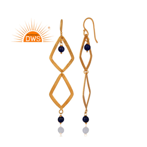 Handmade 18k Gold Plated <b>Dangle</b> <b>Earrings</b> Wholesaler <b>Silver</b> Jewelry Wholesaler Natural Lapis Gemstone <b>Earring</b> Jewelry Supplier - Product Image 2