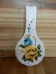 Jolie cuillère à motif de Roses jaunes et de fleurs, en céramique, style Floral, avec bordure festonnée, 28 pièces - Product Image 2