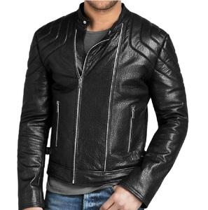 Veste de motard en cuir de mouton, fermeture éclair, pour motard, de couleur noire, toutes les couleurs et cuir fabriqué au Pakistan - Product Image 1