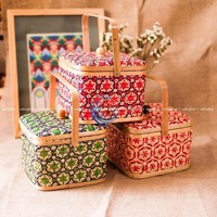 Panier en bambou tissé à la main, couleur naturelle, logo personnalisé, rangement pour cadeaux, prix compétitif, demande directe Jennie +84 909 801 508