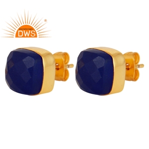 Pendientes de metal con gema de Aventurina azul, joyería de moda, venta al por mayor - Product Image 2