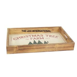 ถาดไม้คริสมาสต์พิมพ์ลายทรงสี่เหลี่ยมสไตล์แฟนซีถาดคริสต์มาสหรูหรา - Product Image 1