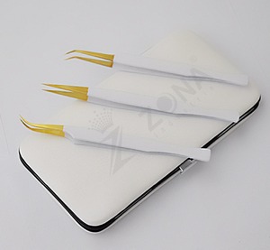 Pinces à épiler personnalisées à pointes en or, pour Extension des cils, droites et courbées - Product Image 2