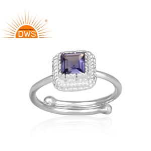 Iolite conjunto de plata de ley fina proveedor de joyas de diseñador elegante Retro anillo de piedras preciosas joyas - Product Image 2