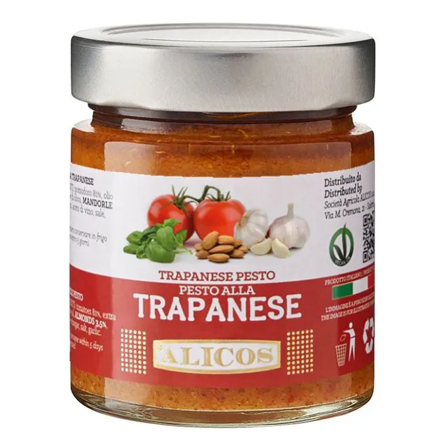 Made in Italy condiment ready to eat vegetable food jar 190 g from Trapani typical pesto for condiment