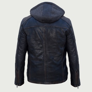 Men's Warm Genuine Leather Hooded Thick Winter Jackets with Polyester-Filled Lining - Product Image 2