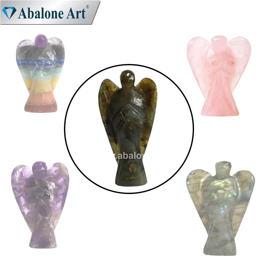 Abalone Art personal isierte religiöse Labradorit Handwerk <span class=keywords><strong>Engel</strong></span> kleine Skulptur für Wohnkultur