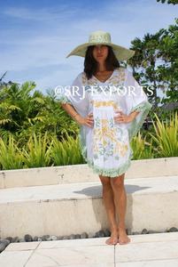 Nueva llegada XL Kaftan para niñas con cuello en V cubierta de algodón rayón bordado patrón Floral encaje/borla transpirable ecológico Sexy - Product Image 4