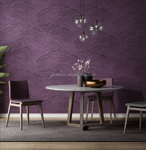 Pamatio Wavy Glitter Wallpaper Purple Luxury 3D Effect Wave Texture, Embossed Feature Non-Woven Modern Nordic Style Wallpaper For Living Room, Bedroom