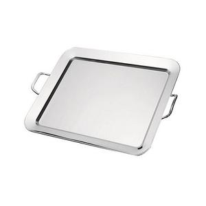 Plateau de service alimentaire en acier inoxydable avec poignées en cuir Plateau de service à thé et café en forme de rectangle de la plus haute qualité - Product Image 2