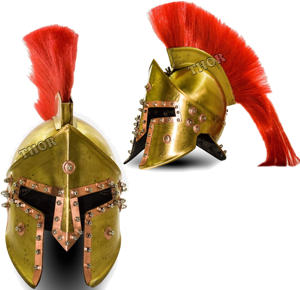 Casque médiéval spartiates, équipement de film, modèle King Leonidas 300, armure en laiton poli, prune rouge - Product Image 3