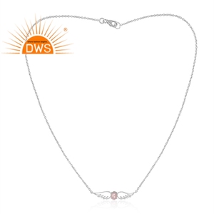 Collier en argent Sterling fin pour femmes, fabrication de bijoux, pierre précieuse en Quartz naturel, avec ailes d'ange, pendentif en argent Sterling - Product Image 2