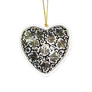 Décoration de Noël en papier mâché peint à la main Décoration coeur noir pour arbre, vacances, fête, bricolage et décoration intérieure - Product Image 2