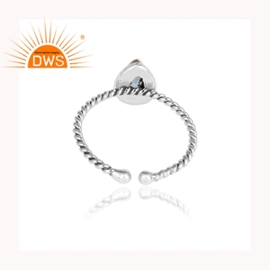 ผู้จัดจำหน่ายแหวนปรับเงินสเตอร์ลิง925ออกซิไดซ์,ผู้จัดจำหน่ายแหวนพลอยบุษราคัมสีน้ำเงินทรงหยดน้ำฉีกขาด - Product Image 3