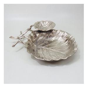 Decorative Leaves Serving <b>Bowls</b> in <b>Silver</b> Aluminum Serving <b>Bowls</b> for Home Use and Home Decor and Food Serving - Product Image 5