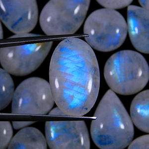 หินมูนสโตนสีรุ้งหินกังวล,แหวนเคลือบทองสีเทอร์ควอยซ์นาโนพลอยมูนสโตน Larimar Cabochon - Product Image 6