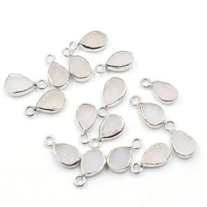 925 Sterling Bạc <span class=keywords><strong>Bezel</strong></span> Mặt Dây Chuyền Handmade Trắng <span class=keywords><strong>Druzy</strong></span> Lê Hình Dạng Bạc Mạ Phát Hiện Đồ Trang Sức Kích Thước Hạt Mm - Product Image 1