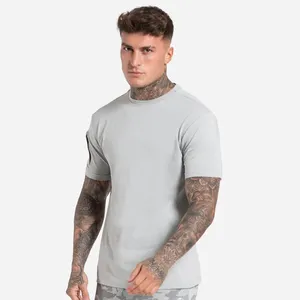 Camiseta de algodón gris claro para hombre, camisa en gris claro con bolsillo de utilidad lateral en el brazo derecho, camiseta recta con dobladillo