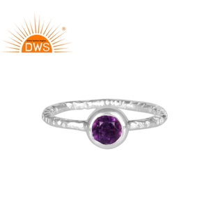 Bague en pierre d'améthyste naturelle, argent Sterling 925, gros bijoux polis, vente en gros - Product Image 1