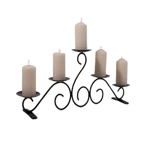 质量保证熟铁黑色蜡烛台定制尺寸和形状结婚蜡烛台