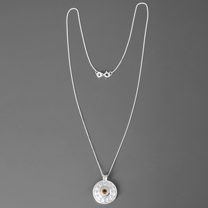 Collar de cadena de eslabones de plata de ley S925, colgante redondo de diseño, al por mayor, joyería para regalo - Product Image 5