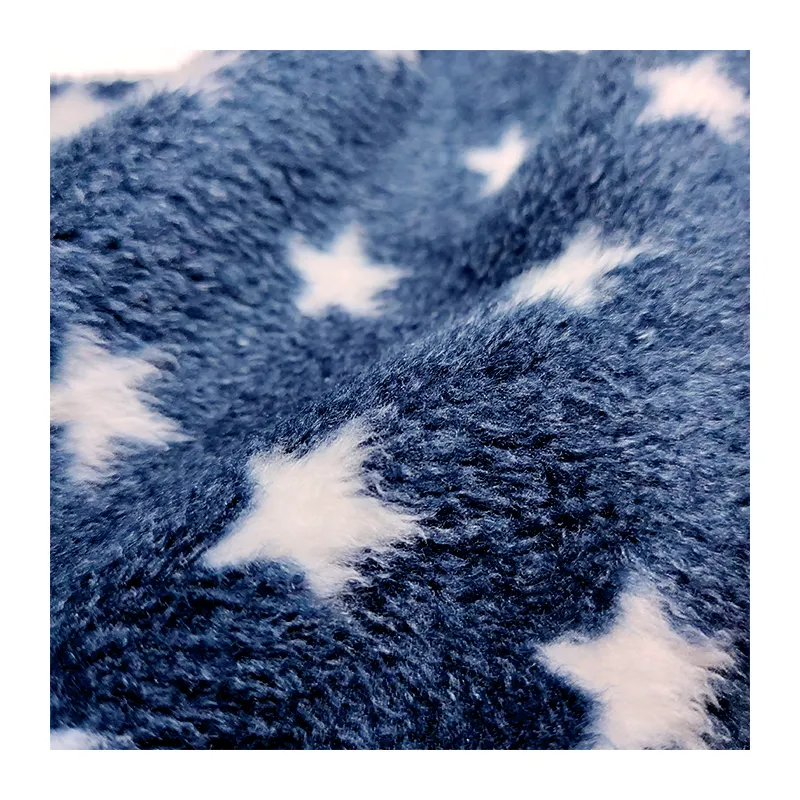 Escova de lã dupla face em poliéster, padrão estrela, tecido de pelúcia macio estampada, 100%