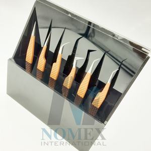 แหนบต่อขนตาสแตนเลสสีน้ำตาลนู้ดที่จับที่แข็งแรงปลายแหลมไฟเบอร์ปรับแต่งสีได้ตามต้องการ - Product Image 3