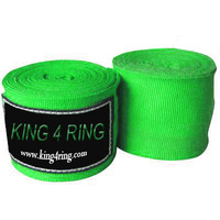 Bandages de boxe personnalisés de haute qualité, protection des poignets, utilisation MMA, différentes tailles, semi-élastiques, 55% nylon + 45% coton, marque KING4RING