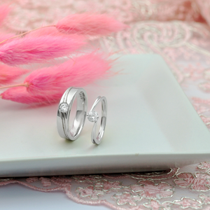 Bagues de mariage en argent sterling romantiques de luxe pour les anniversaires et les occasions de fête - Design unisexe - Product Image 4