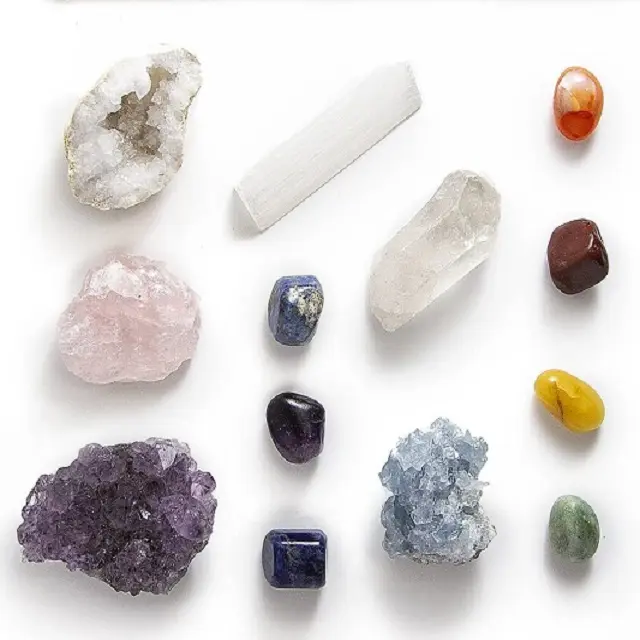 Çakra kristal kiti kristaller ve şifa taşları yeni başlayanlar için toplama meditasyon Yoga çakra terapi