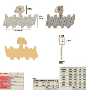 Colgante de diamantes personalizado de fábrica, joyería helada para mujer, cadena cubana de diamantes VVS, nombre personalizado 3D, Hip Hop, 12,66 quilates, chapado en oro, GIA - Product Image 3