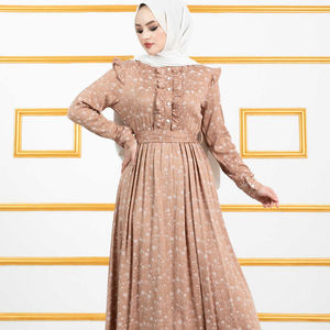 Nouvelle saison mode modeste adultes travail décontracté turc vêtements islamiques Hijab porter Lycra Abaya tunique robe froufrous détails coton - Product Image 1