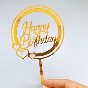 Décorations de gâteau réutilisables en acrylique doré miroir <span class=keywords><strong>Joyeux</strong></span> <span class=keywords><strong>Anniversaire</strong></span> pour fournitures de fête d'<span class=keywords><strong>anniversaire</strong></span> - Product Image 2