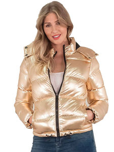 Chaqueta acolchada con capucha para mujer, chaqueta acolchada con contraste personalizado, plumas de burbuja, ligera - Product Image 2
