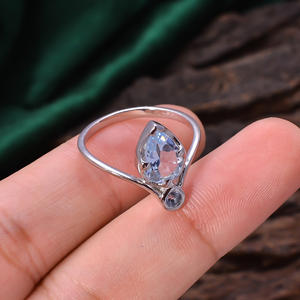 แหวนใส่นิ้ว92.5สเตอร์ลิงเงินธรรมชาติสีฟ้าครามหลายเหลี่ยมเพชรพลอยทางศาสนาแหวนสวมนิ้ว2.3กรัม - Product Image 2