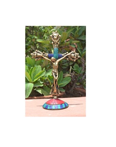 Suministros de Iglesia de Jesús, suministros de la India de latón, Cruz de santuario colorida - Product Image 1