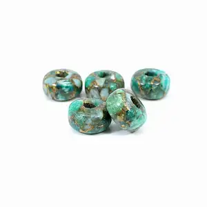 High Polished Copper Turquoise Big Hole Round Beads Winter Festival Jewelry Beads