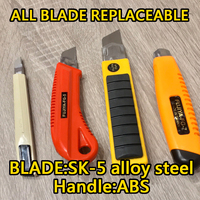 Couteau utilitaire robuste et durable FUJIYA/FG-7 à lame dentelée, corps en ABS, qualité supérieure, fabriqué au Japon, lame remplaçable.