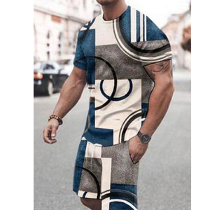 Camiseta de manga corta por sublimación para hombre, pantalones cortos para trotar, conjunto de chándal transpirable de verano - Product Image 1