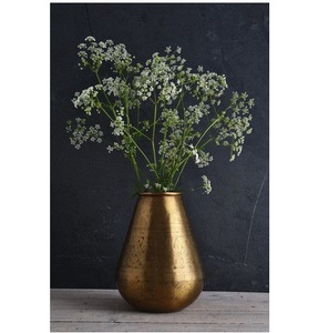 Vase à fleurs en laiton massif, style européen, en métal, décoratif et poli, emballage et vente personnalisés, pour le bureau - Product Image 2