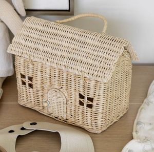 Cadeau de noël pour enfants, panier en forme de maison, panier de pique-nique pour les jouets d'enfants, panier de rangement pour décoration de maison, sac en rotin à la mode - Product Image 4