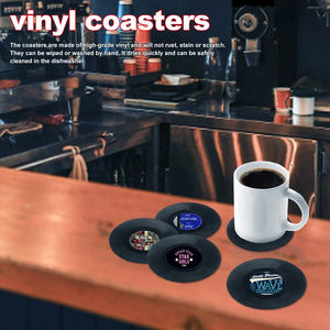 Ensemble de 6 dessous de verres musicaux rétro, disque d'enregistrement en vinyle, parfait pour les amoureux de la <span class=keywords><strong>musique</strong></span> classique, voiture, Bar, Table de thé, tasse - Product Image 2