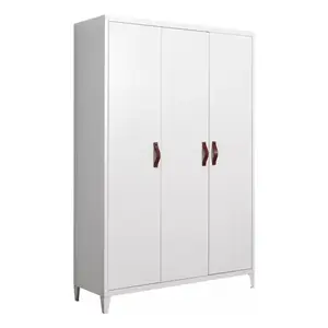 Armário de roupas de alta qualidade com 3 portas em aço, design de guarda-roupa, móveis de metal para casa, quarto, desmontável, moderno