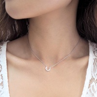 Collar con inicial de plata de ley para mujer, joyería con letras del alfabeto, cadena de herradura en U chapada en oro, regalo de cumpleaños