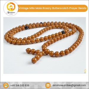 Chapelet en ambre de la Baltique vintage, jaune d'œuf, taille de la pierre 9,5 mm, poids 53,5 g, Mila Mala, perles de prière bouddhistes religieuses pour cadeaux - Product Image 6