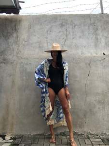 Chaqueta Kimono con Estampado Tradicional, Chaqueta Holgada Estilo Bohemio para Festivales, Kimono Largo para Mujer con Ribete de Encaje - Product Image 6