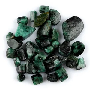 Emerald Raw Gemstone Wholesale Rough Crystals Natural Vikas Gems Green Heart Chakra Number 4 for Bulk Orders 10 to 30mm Mercury