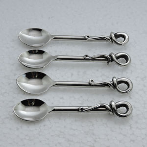 ชุดช้อนชาสแตนเลสทรงด้ามจับซิกแซก4ชิ้นชุดช้อนชาชุดรับประทานน้ำชาทำจากสเตนเลสสตีลคุณภาพสูง - Product Image 4