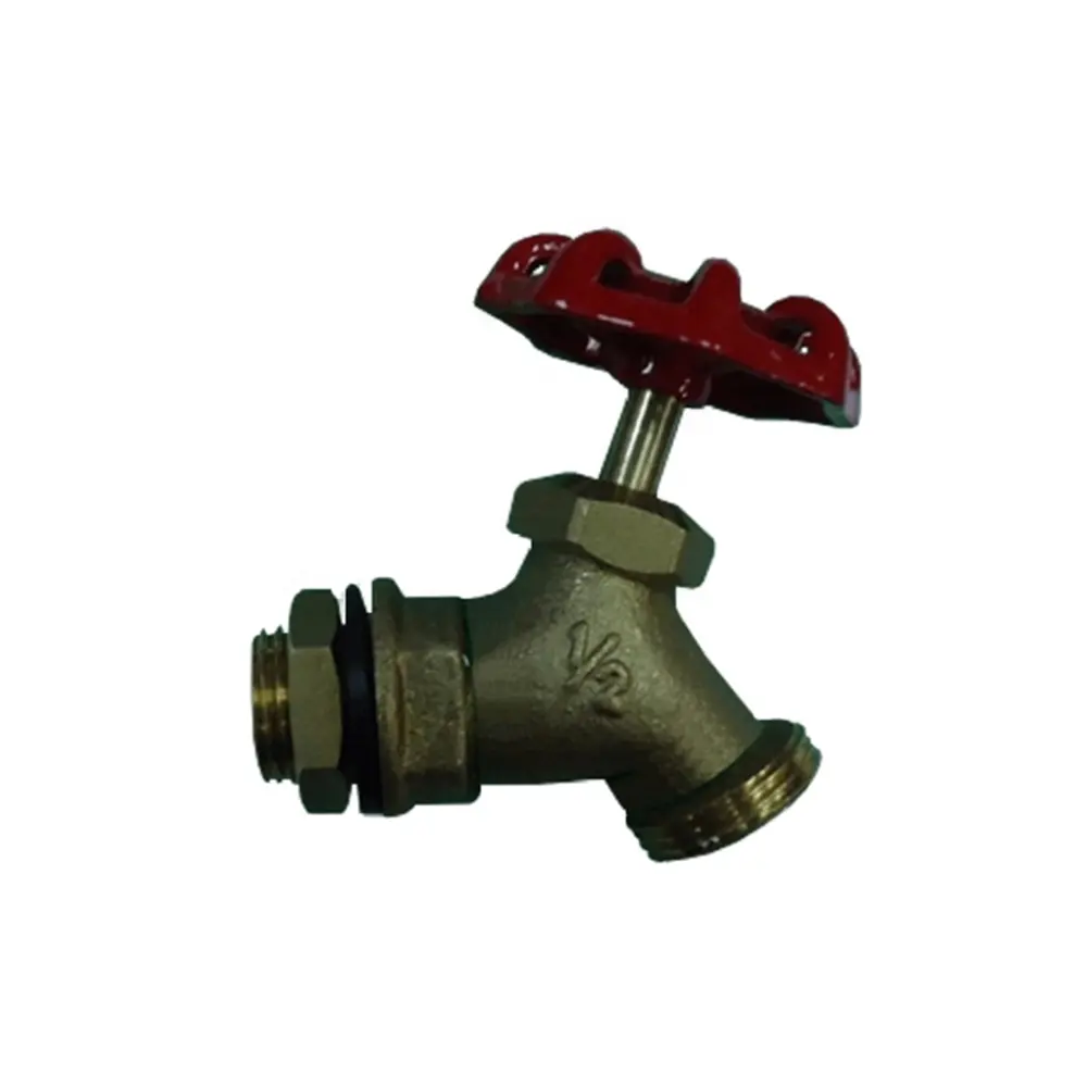 Brass Spigot with Red Wheel Handle Hose Bibs Outdoor Garden Faucet Rain Barrel Spigot Easy to Install Work with Hose Connector